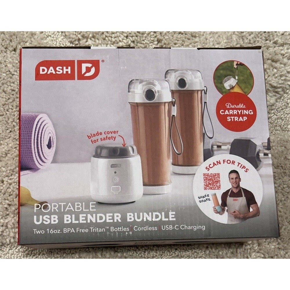 Dash☆Portable USB Blender Bundle☆Cordless☆NIB☆ carrying Strap